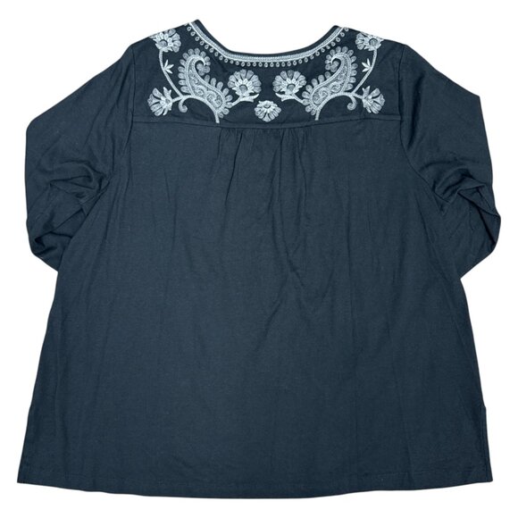 EUC Women's J.JILL Embroidered Long Sleeve Top Boho Flowy‎ Blouse | Size XLP - Picture 3 of 11